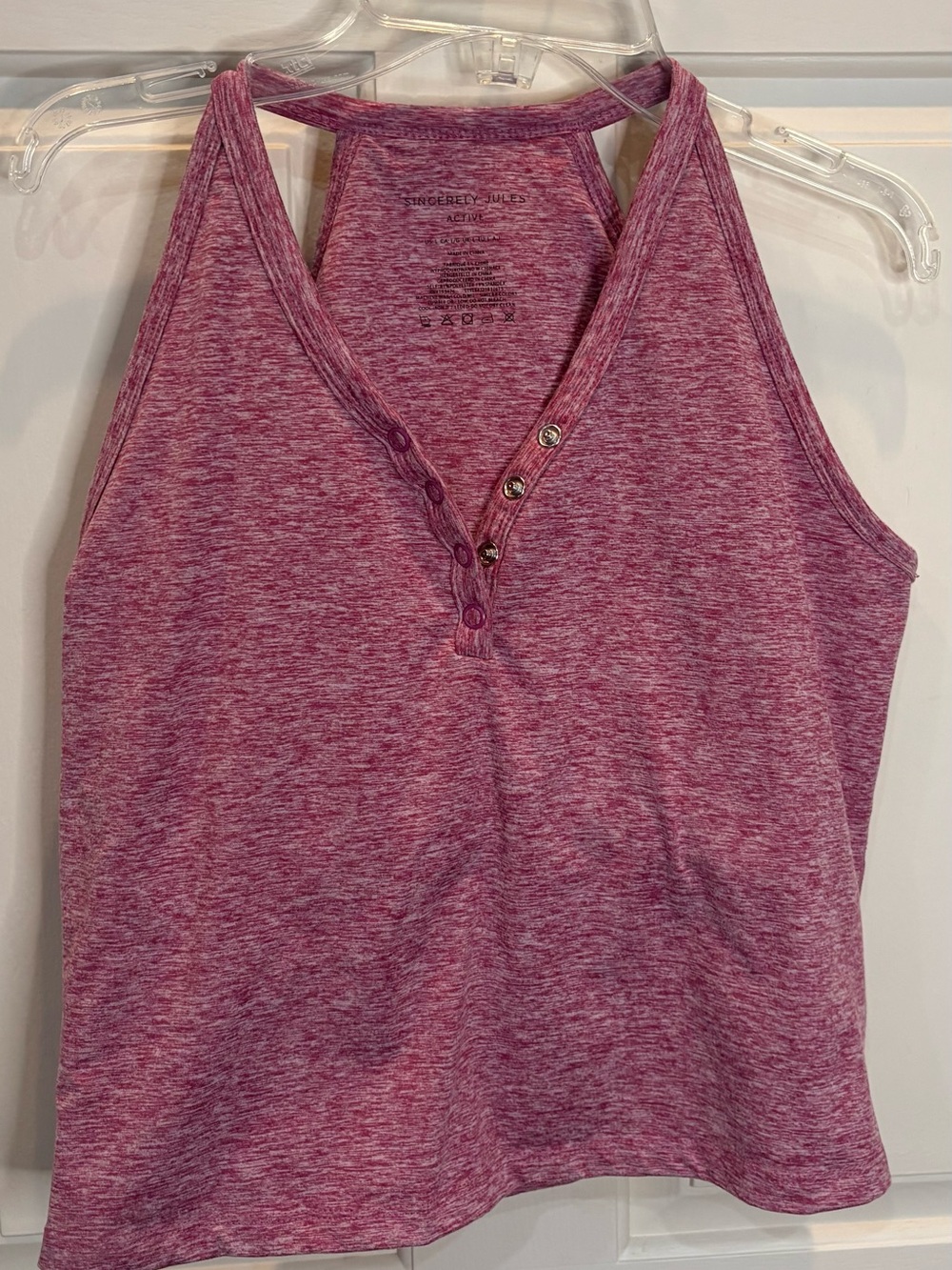 Sincerely Jules Active Henley Tank Top Women’s Sz L w/ built-in bra